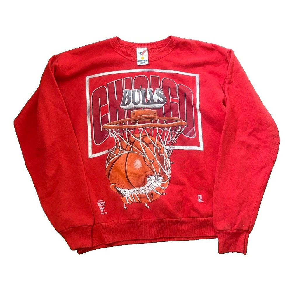 Vintage 90s Chicago Bulls Spellout Crewneck Sweater Black XL 18-20 Youth Women's